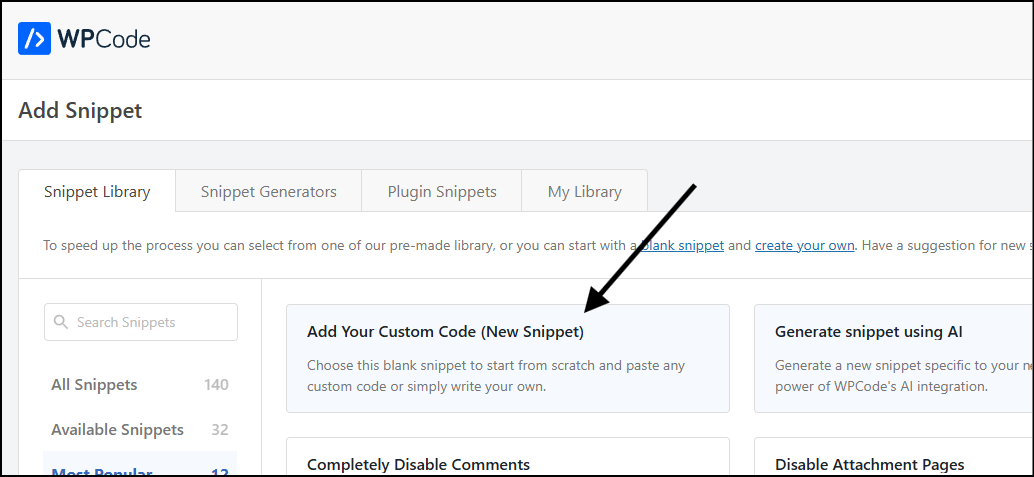 add new snippet wpcode wordpress