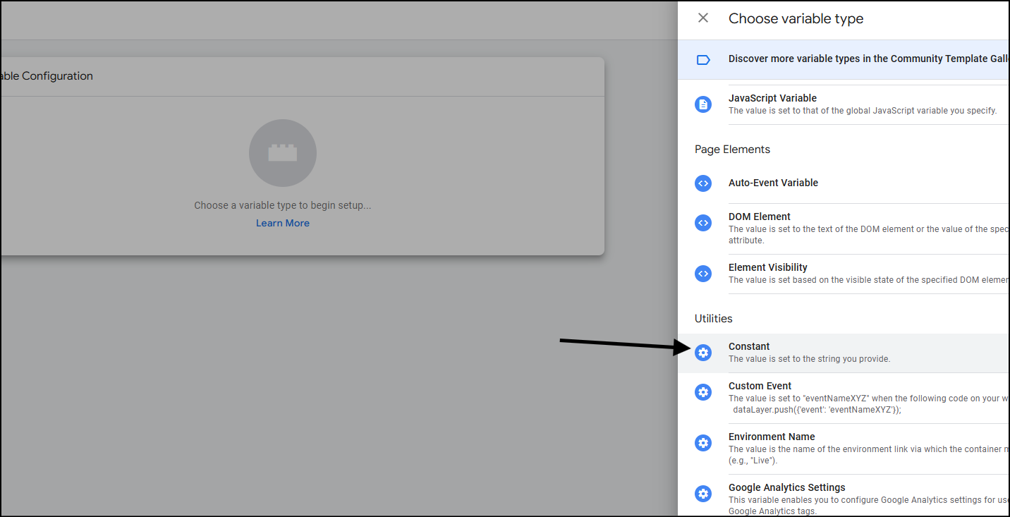constant variable type gtm