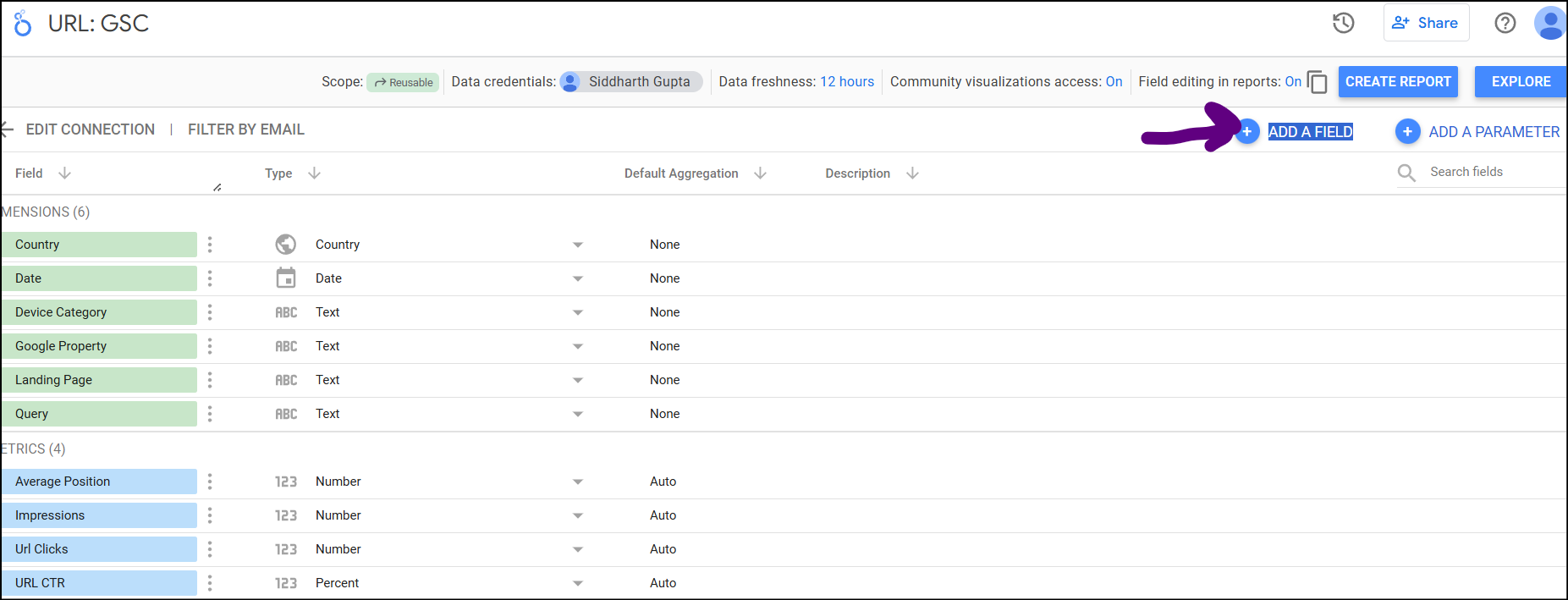 Add a field in GSC table