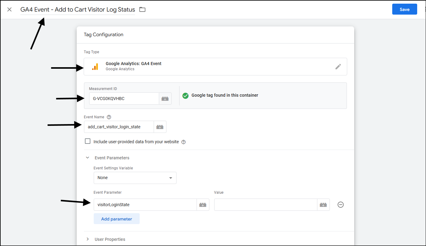 custom parameter example ga4 tag gtm