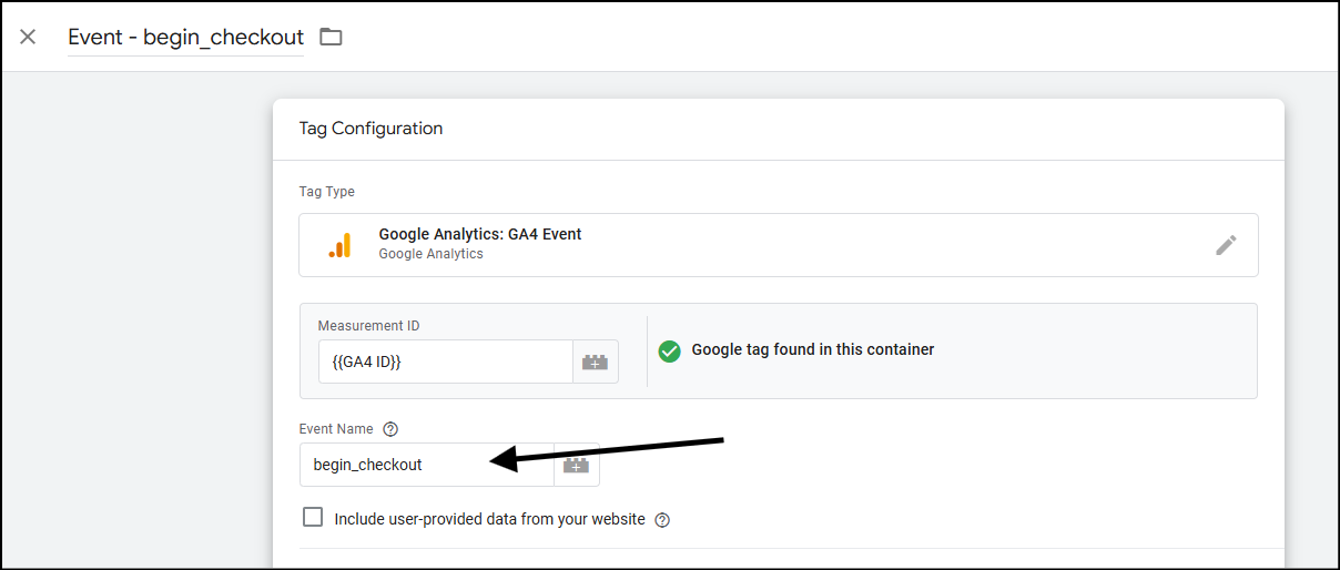 event begin checkout gtm