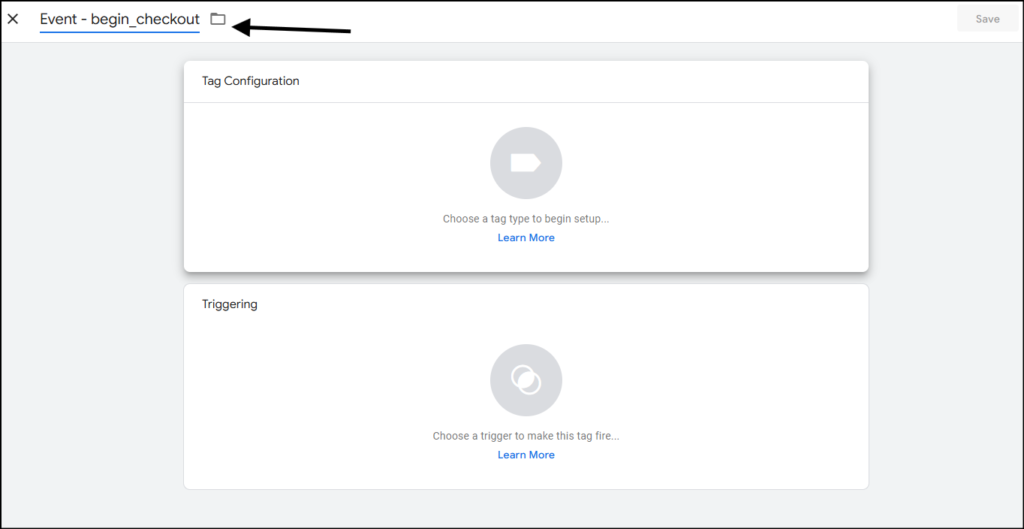 event name begin checkout tag gtm