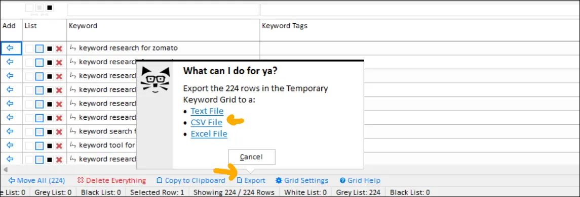 export bulk long tail keywords from google SERP