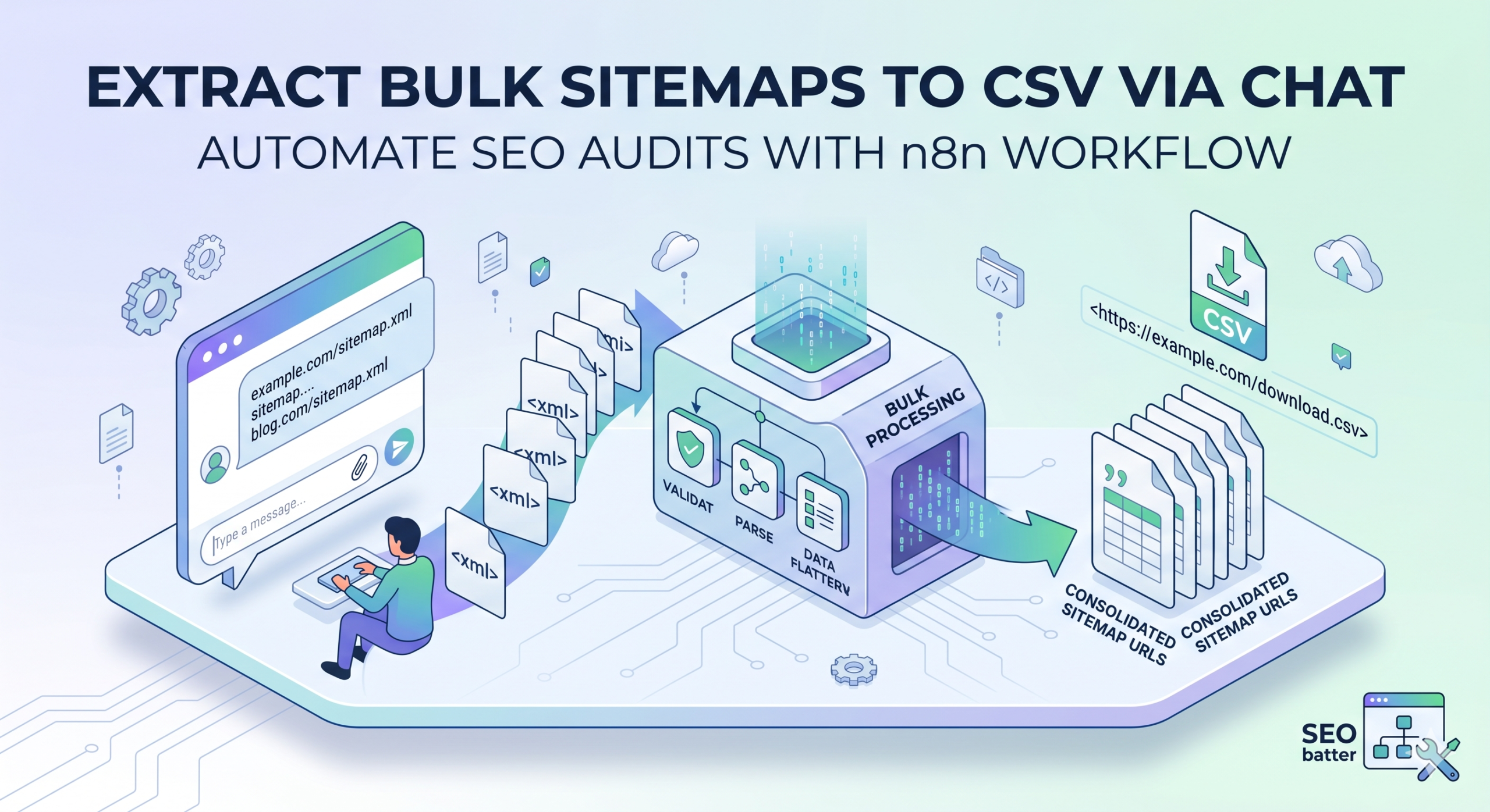 extract bulk sitemaps to csv featured image scaled : Bulk Sitemap URLs Extraction Using n8n