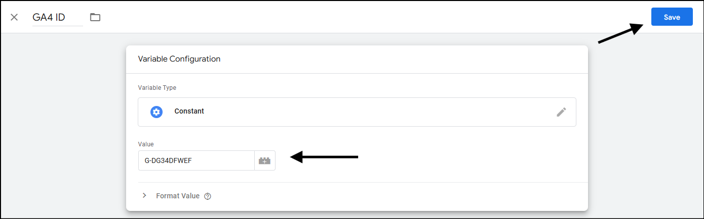 ga4 id constant gtm variable