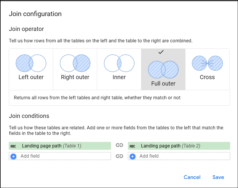 join configuration looker studio