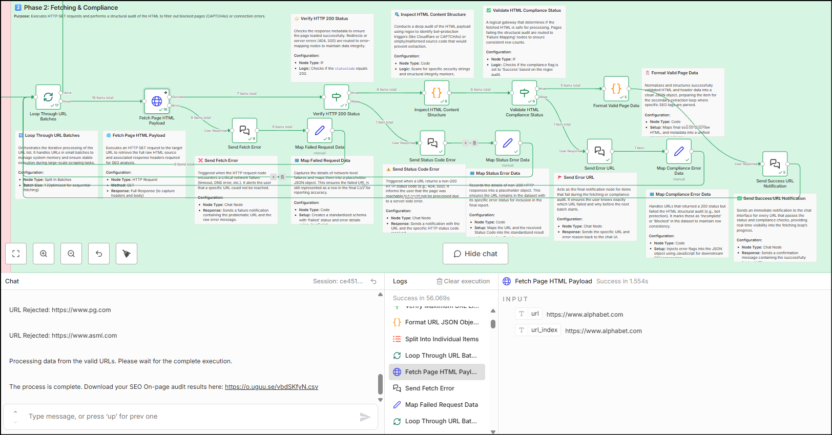 n8n bulk onpage seo http page fetch 1 : Bulk URL On-Page SEO Audit in n8n: 27+ Checks in One Click