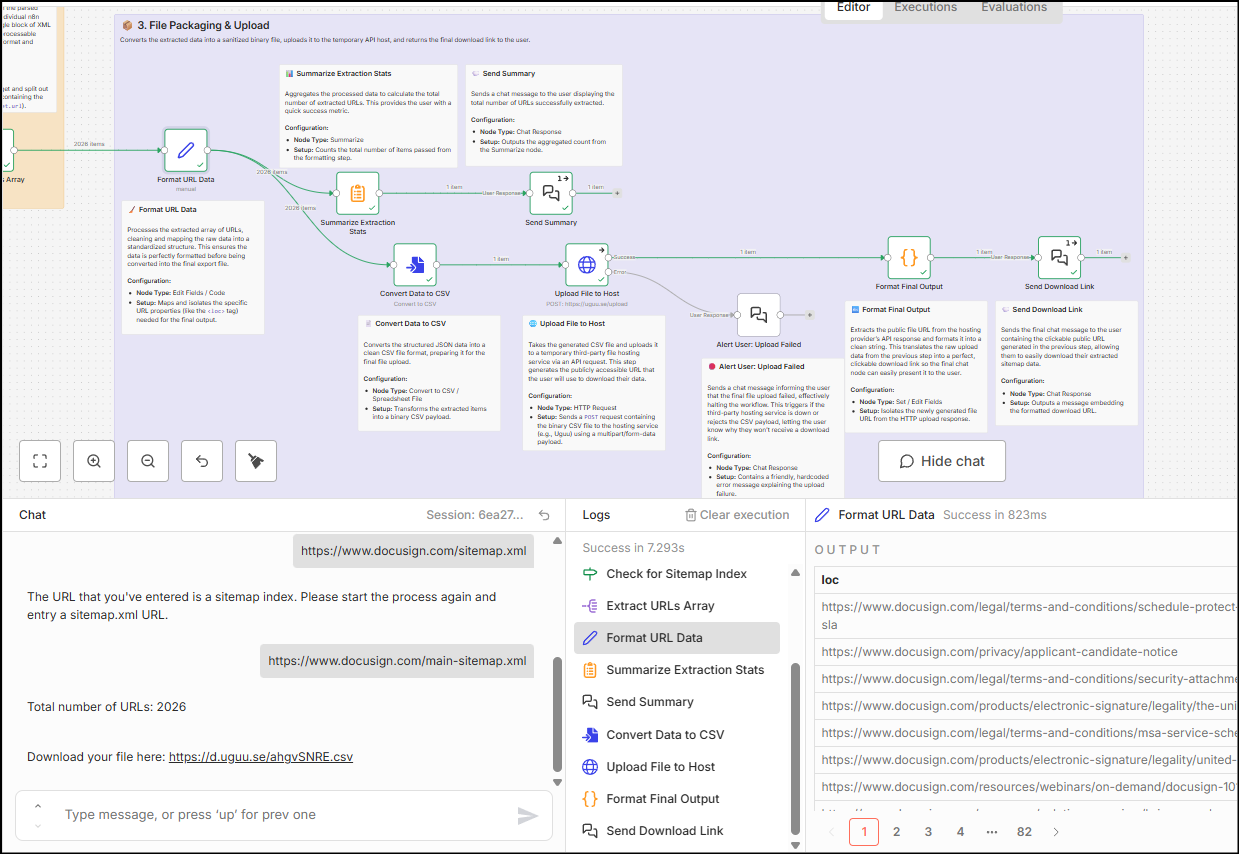n8n extract url sitemap clean deliver file : Automating XML Sitemap Extraction to CSV with n8n