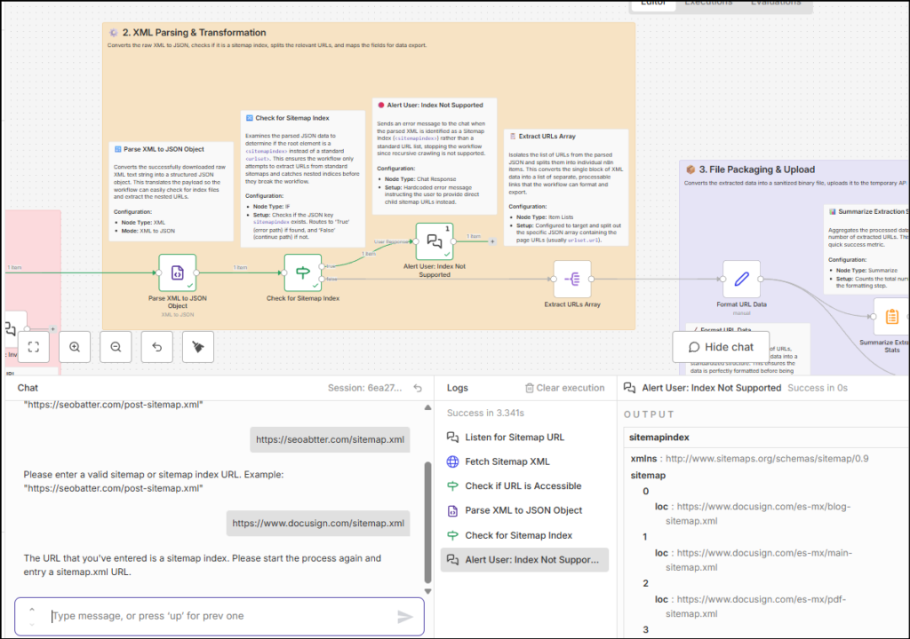 n8n extract url sitemap validate sitemap index : Automating XML Sitemap Extraction to CSV with n8n