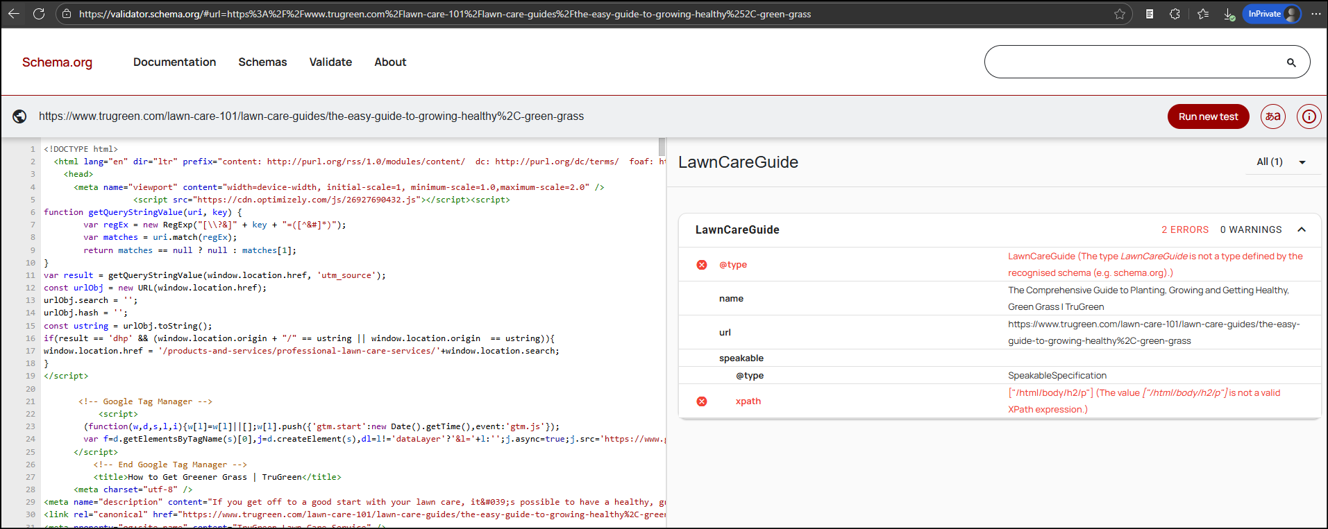 schema validator test truegreen audit : Technical SEO Audit of TruGreen [Landscaping]