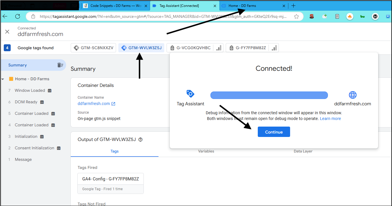 tag assistant connection success