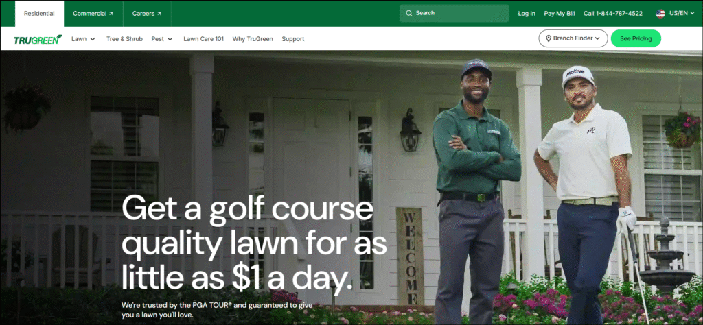 trugreen website hero section : Technical SEO Audit of TruGreen [Landscaping]