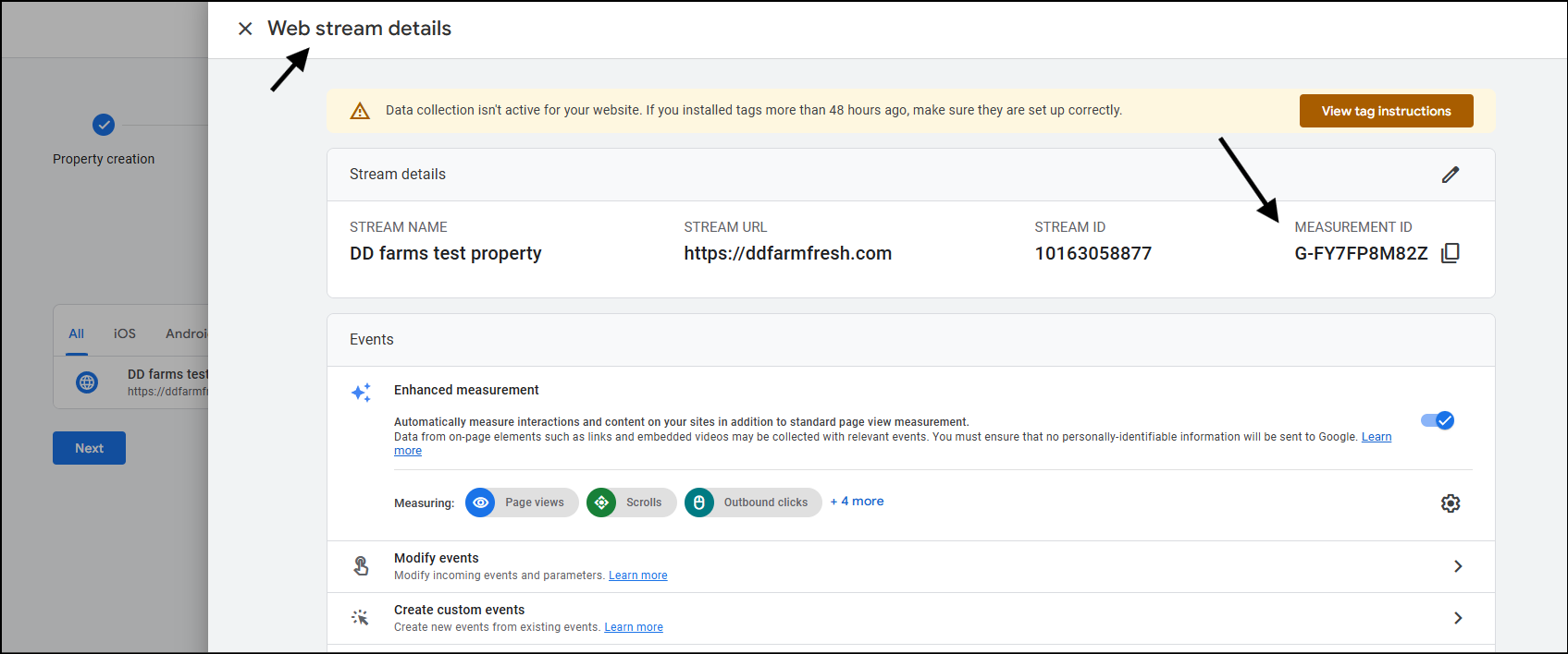 web stream measurement id ga4