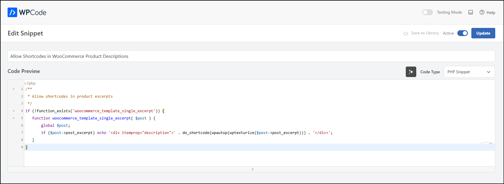 woocommerce custom code wpcode snippet php